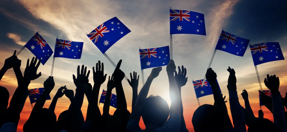 An awesome voice accent for your VO projects: Image of Australians waving flags