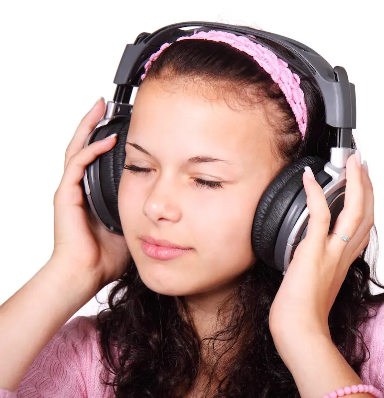 Promote your business: image of woman wearing headphones