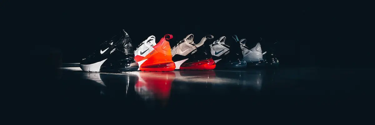 using a pro voice over: image of Nike running shoes