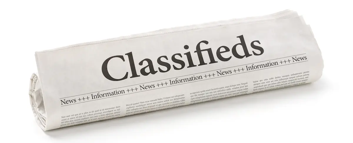 6-second ads: image of a newspapers classified section