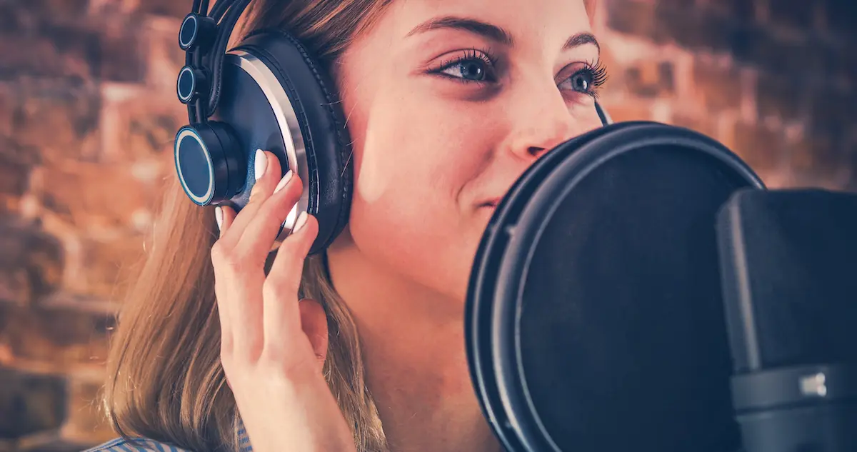 The right voice over: image of young female voice actor