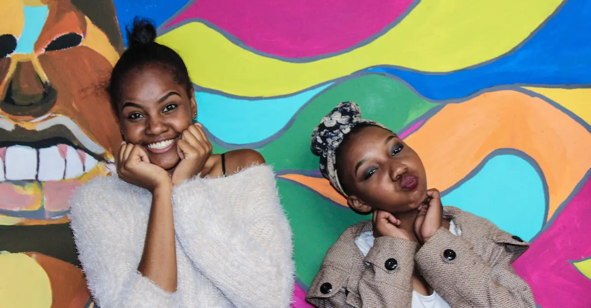 The right voice over: image of two shoppers smiling