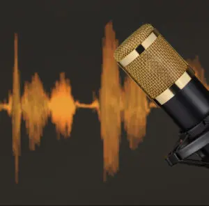 Best voice: image of a microphone and an audio track