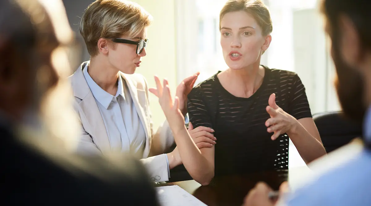 Best voice: people having a discussion in an office