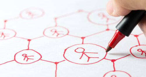 Affiliate marketing: image of a hand-drawn social media network