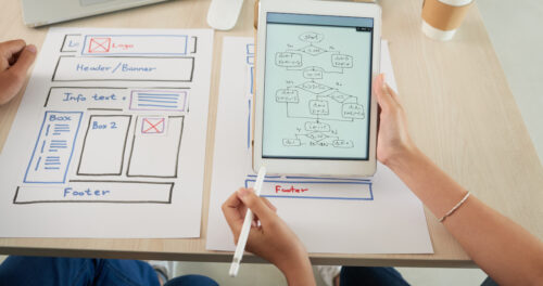 Website copy: image of Web designer and programmer discussing website project