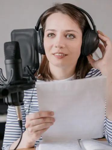 Best voice actor: image of a voice actor sitting with a script