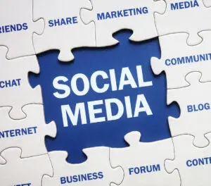 Social commerce: image of puzzle pieces displaying various aspects of social media marketing