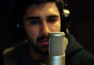 Metaverse: image of a voice actor behind a microphone