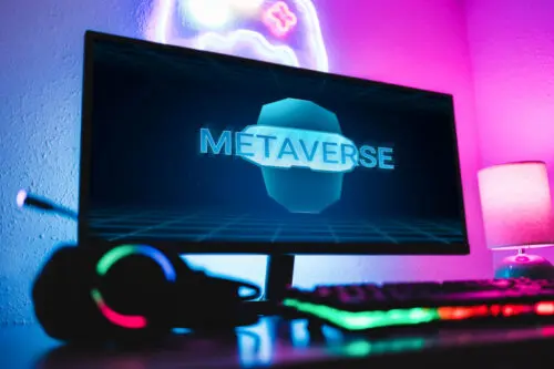Metaverse: image of a computer screen displaying an image of the metaverse