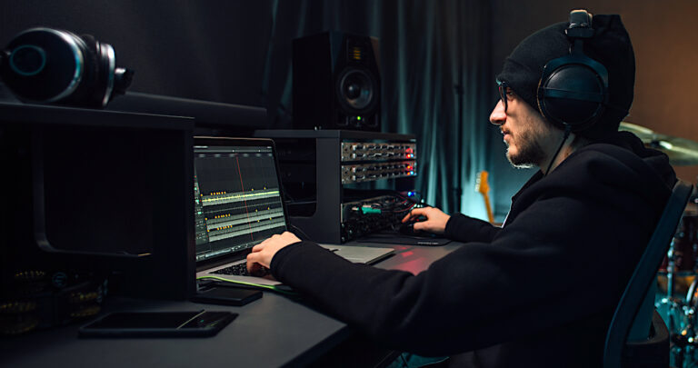 Audio sample rate: image of a sound engineer working with an audio editor
